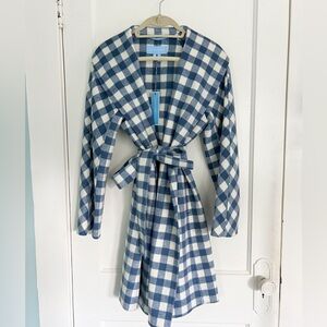 Draper James Shawl Collar Belted Coat In Gingham Size S Wool Blend